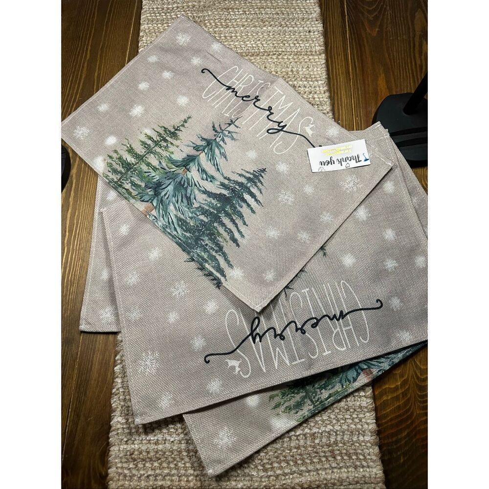 Christmas placemats set of 4 canvas new tree